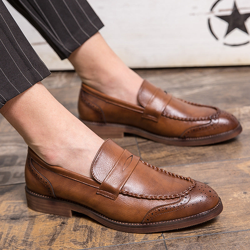 Men's Business Leather Shoes Cross-Border Large Size British Style Casual Shoes Fashionable Men's Slip-On Loafers Trendy Dinner Shoes