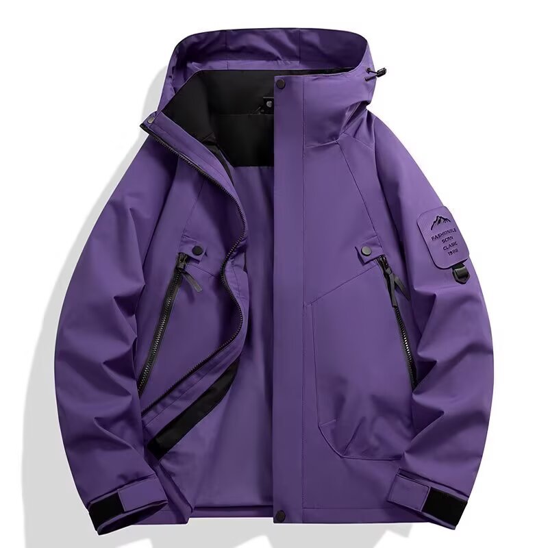 Outdoor Jackets for Men and Women, Spring & Fall Jackets, Fashionable Waterproof and Windproof Bright American Jackets, Hooded Mountaineering Jackets