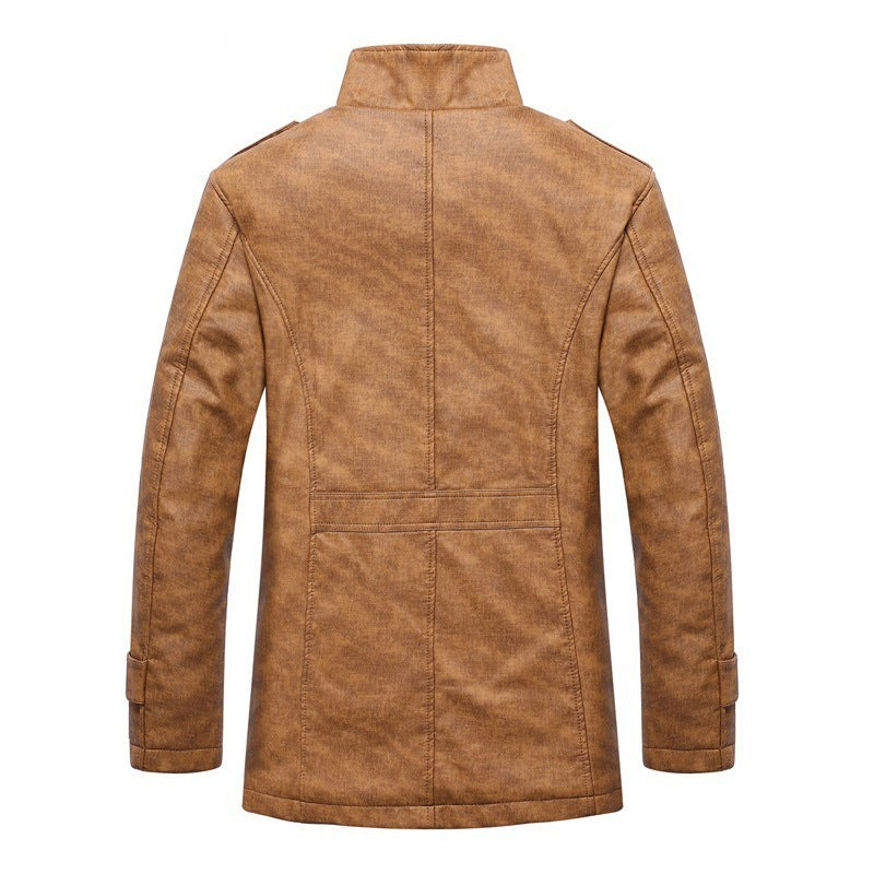 Men's Leather Jacket Men Winter Warm Jackets Coats