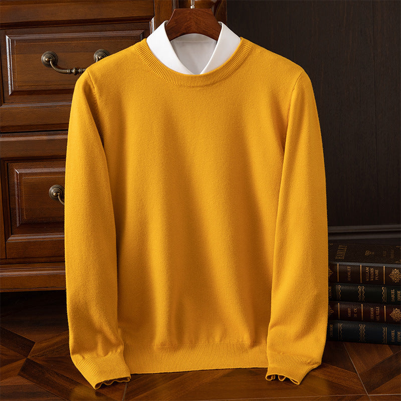 Autumn and Winter Classic Round Neck Men's Pullover Base Shirt Casual Business Knitwear Loose Fashion Solid Color Long Sleeve Sweater