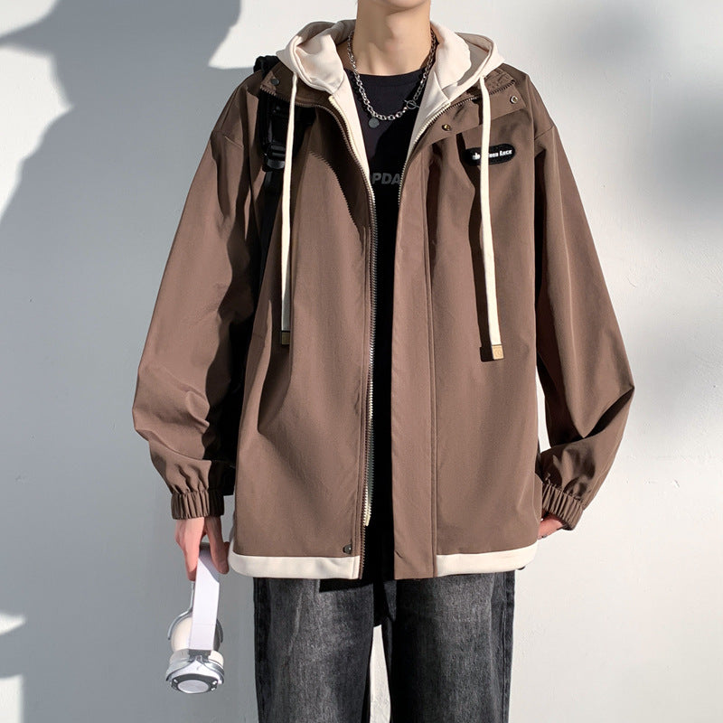 Men's Jackets Spring and Autumn 2024 New Fake Two-Piece Jackets Workwear Trendy Brand Jackets Casual Versatile Handsome Trend