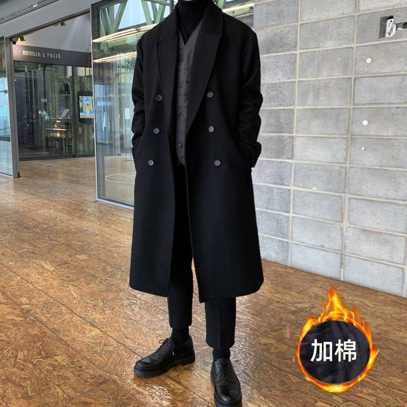 2023 New Double-breasted Coat Men's/ Women's Mid-length Autumn and Winter Thickened Coat High-grade Korean Woolen Coat
