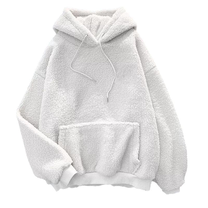 Cross-border Lambskin Sweater Women's Korean-style Fashionable Student Loose Bf Style Autumn and Winter fleece-lined Thickened Hoodie Top Coat