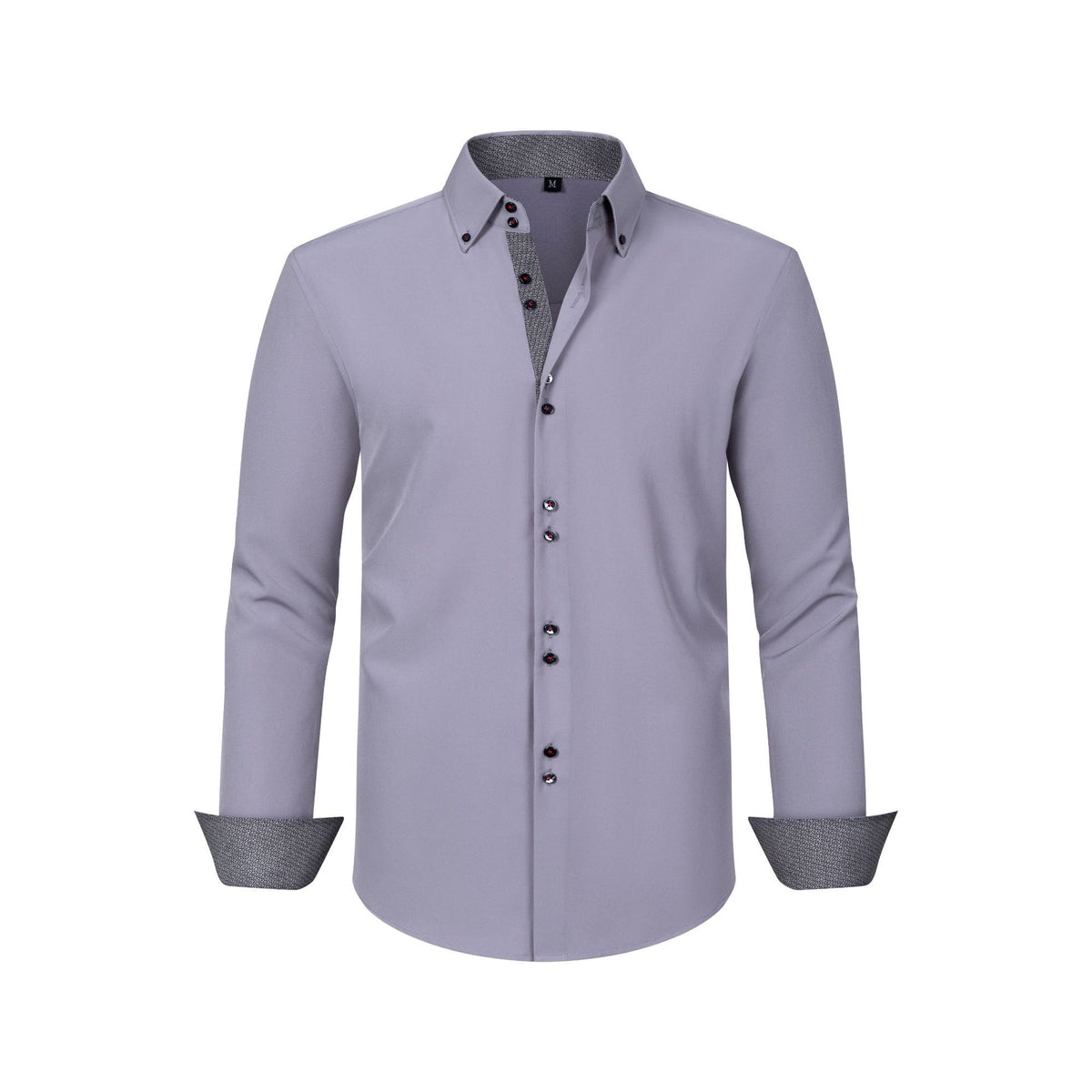 Cross-Border Four-Way Stretch Men's Shirt Polka Dot Color Matching Design Double-Breasted Shirt Men's Amazon Hot Style