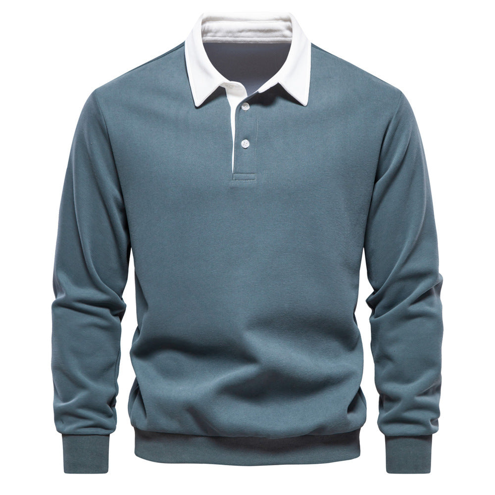 2024 Casual Sweatshirt New Trendy High-Quality Men's Sweatshirt Long-Sleeved Men's European Size Polo Collar Versatile Autum