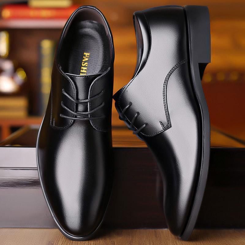 New Business Formal Leather Shoes for Men, Casual Wedding Groom British Inner Heightening Summer Breathable Youth Pointed Toe Men's Shoes