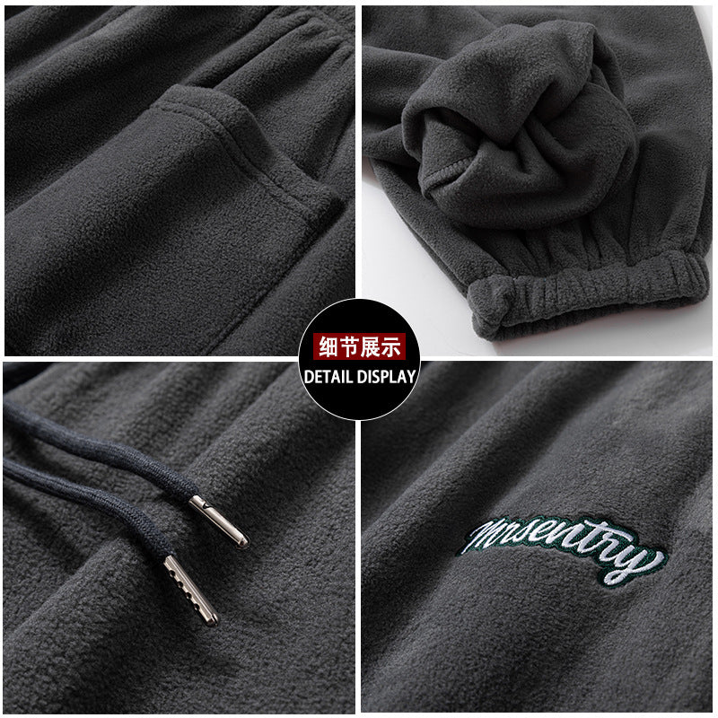 suit autumn and winter sweater men's stand collar half zipper fleece-lined American fashion brand loose casual men's top