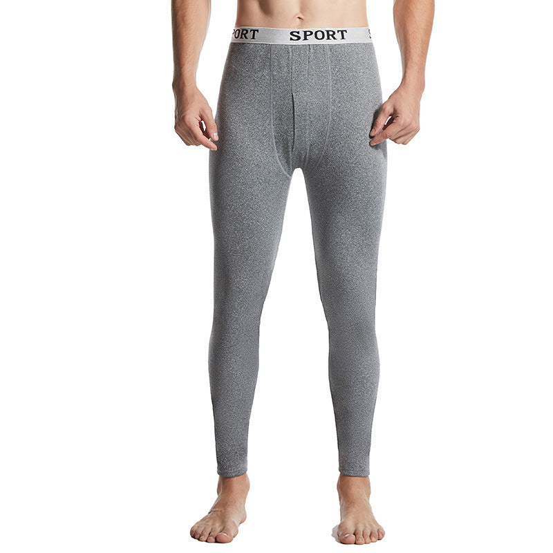 Men's Slim-Fit Winter Fleece Thermal Pants Thin Single Pants Men's Inner Wear Base Knit Pants Youth Sleep Pants