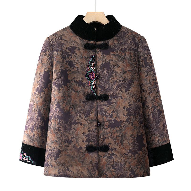 Grandma winter coat women's middle-aged and elderly cotton-padded jacket mother cotton-padded jacket fleece-lined thickened old lady autumn and winter clothes
