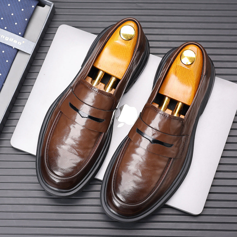 Men's Casual Leather Shoes 2026 New Style Cowhide Formal Business Leather Shoes Non-Slip Slip-On High-End Men's Shoes Wholesale