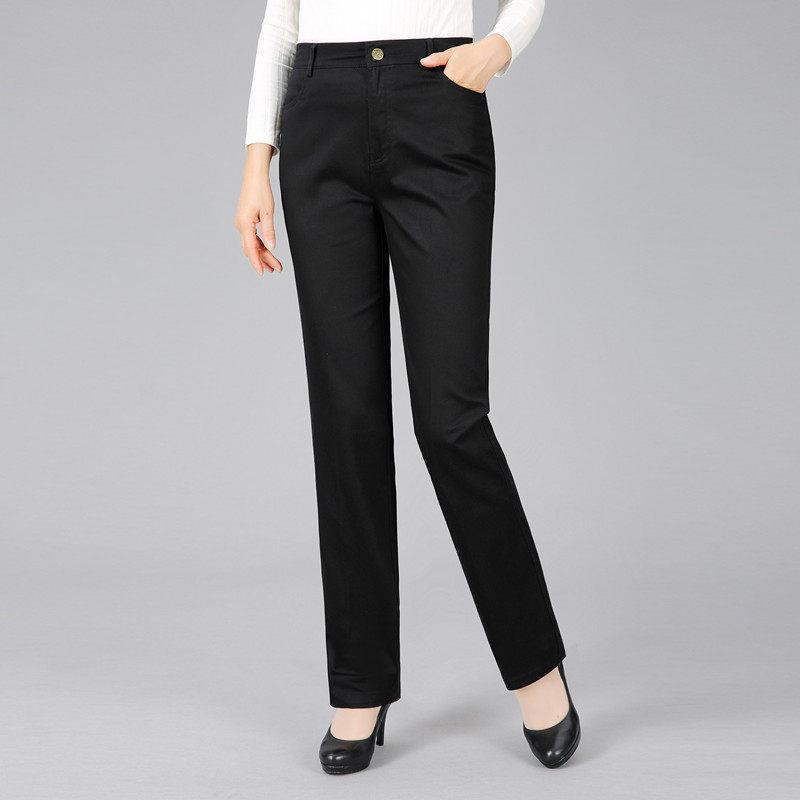 Khaki Jeans for Women 2025 Autumn and Winter Fleece-Lined High-Waisted Slimming Loose Plus-Size Straight Pants for Middle-Aged Moms