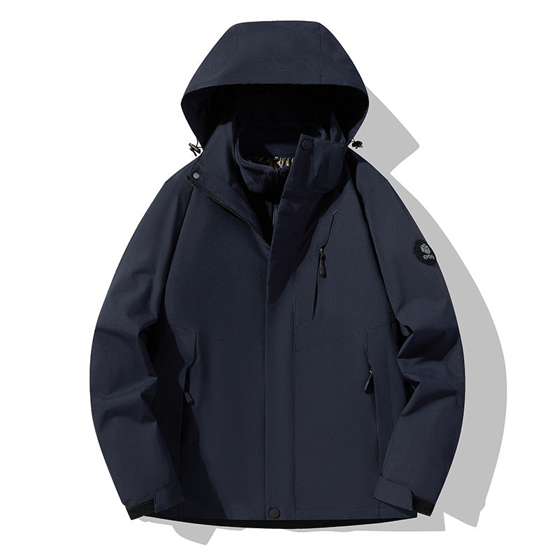 Three-In-One Detachable Autumn and Winter Jacket for Couples, Unisex Windproof and Waterproof Mountaineering Clothing with Fleece Lining
