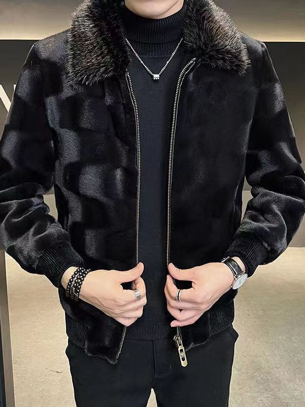 Haining fur coat men's mink fur coat whole mink artificial mink men's winter golden mink velvet coat manufacturer