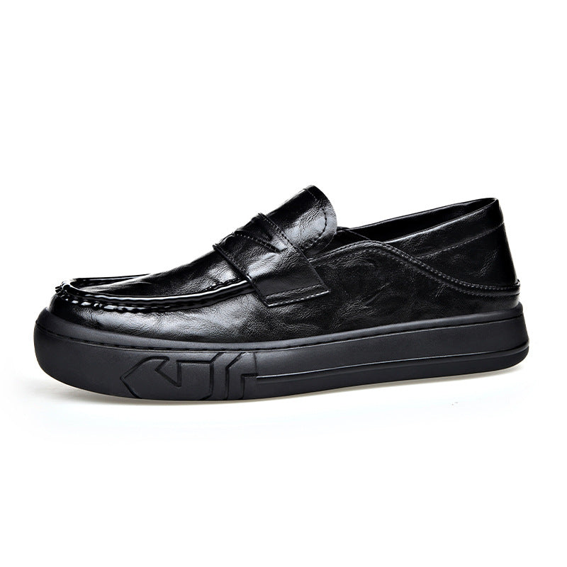 Men's Leather Shoes 2024 New Style Slip-On Formal Business Men's Shoes Soft Sole Round Toe Fashion Trend British Loafers