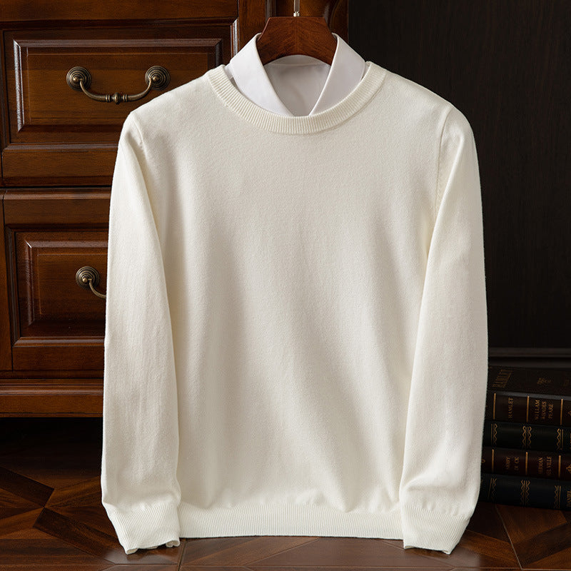 Autumn and Winter Classic Round Neck Men's Pullover Base Shirt Casual Business Knitwear Loose Fashion Solid Color Long Sleeve Sweater