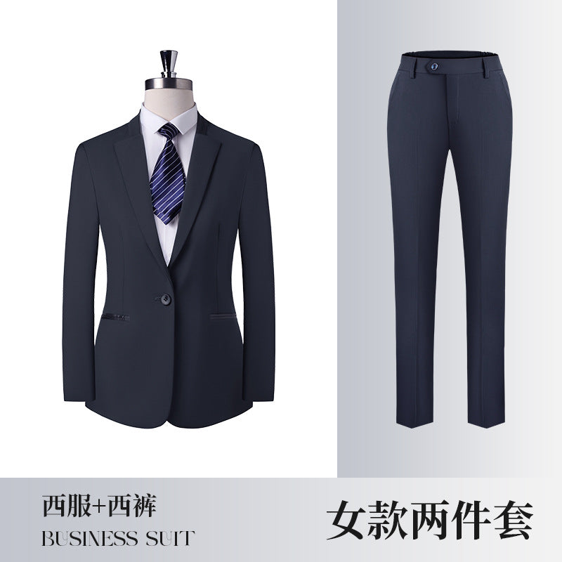 Gray Business Attire for Men and Women, Autumn and Winter Slim Business Bamboo Pattern Suit, Women's Trousers and Vest