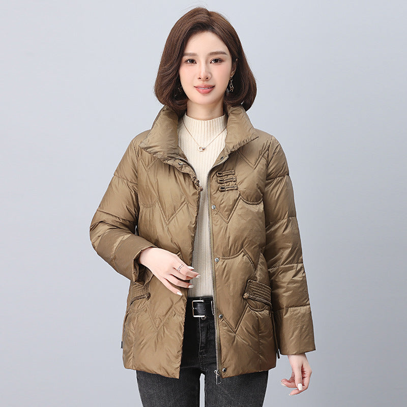 Down cotton-padded jacket women's winter 2024 new middle-aged mother plus size coat thickened warm cotton-padded jacket