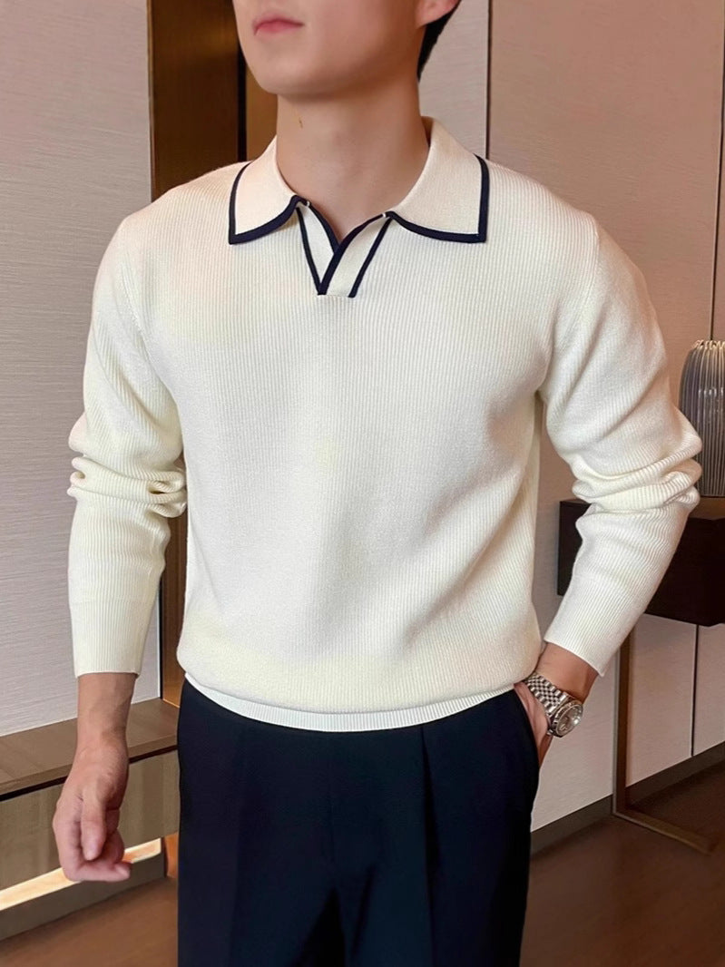 Light Mature Style Casual Lapel Sweater Men's Trendy Brand New Style Men's Warm Top for Autumn and Winter 2024