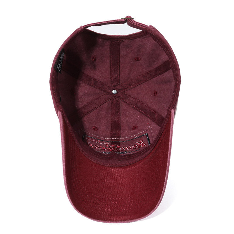 Hats for Men and Women, Spring and Summer Baseball Caps, Washed Cloth, Old Letter Embroider, Curved Brim Peaked Caps, Versatile Retro Couple Hats