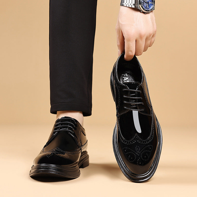 Large Size Summer Leather Shoes for Men 2025 New Business Formal Brogue British Casual Men's Shoes