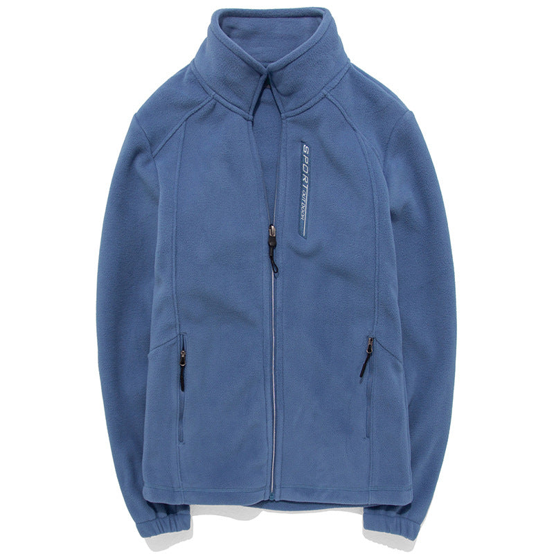 Spring and Autumn Fleece Clothes Women's Outdoor Warm Breathable Cardigan Vertical Collar Slimming Polar Fleece Jacket for Men's Climbing Cross-border Special