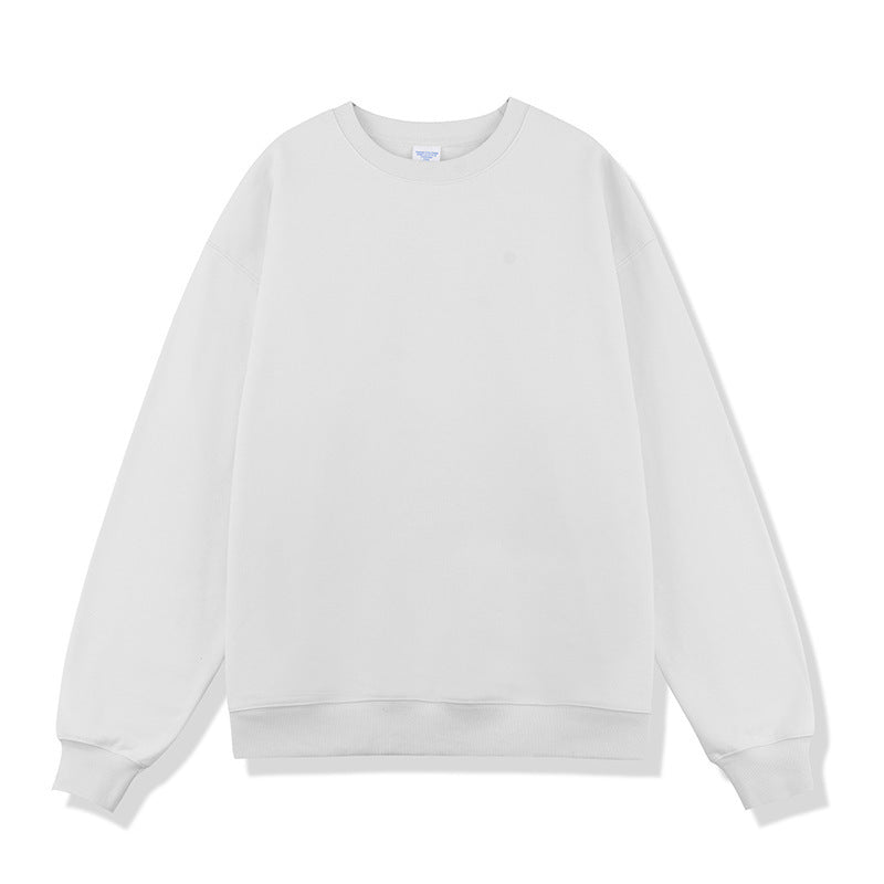 2023 autumn new round neck sweater fashion brand solid color pullover men's sweater loose fleece-lined men's couple sweater