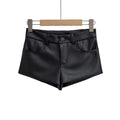 Hot girl sexy low waist black ultra short leather pants for women 2023 Autumn New slim slimming sheath PU leather hot pants wholesale