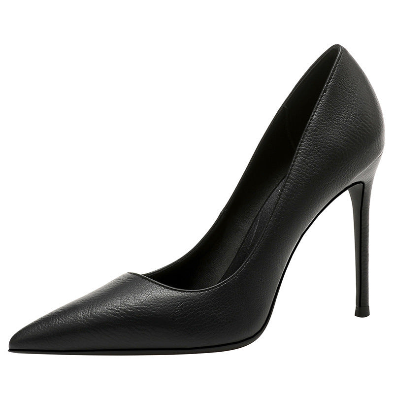 High Heels Women's 2021 New Black All-match French Style Fresh Thin-heel Sexy Mid-heel Professional Pointed Single-layer Shoes