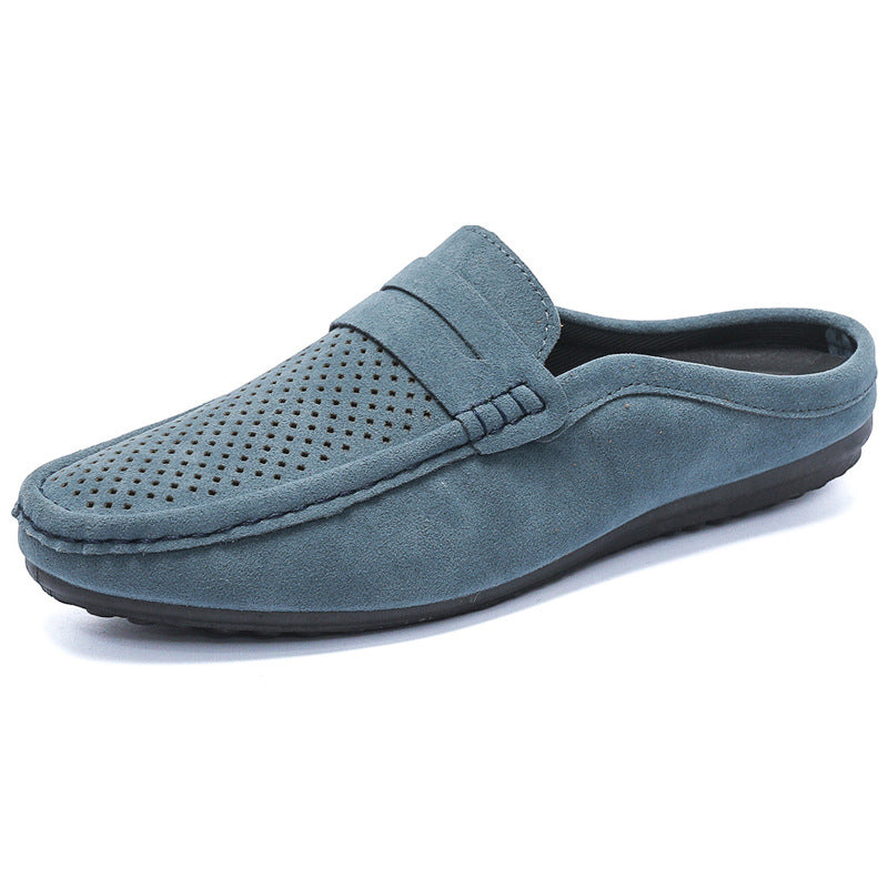 Men's loafers half support breathable closed toe slip-on loafers slip-on half slippers men's heel-free loafers men