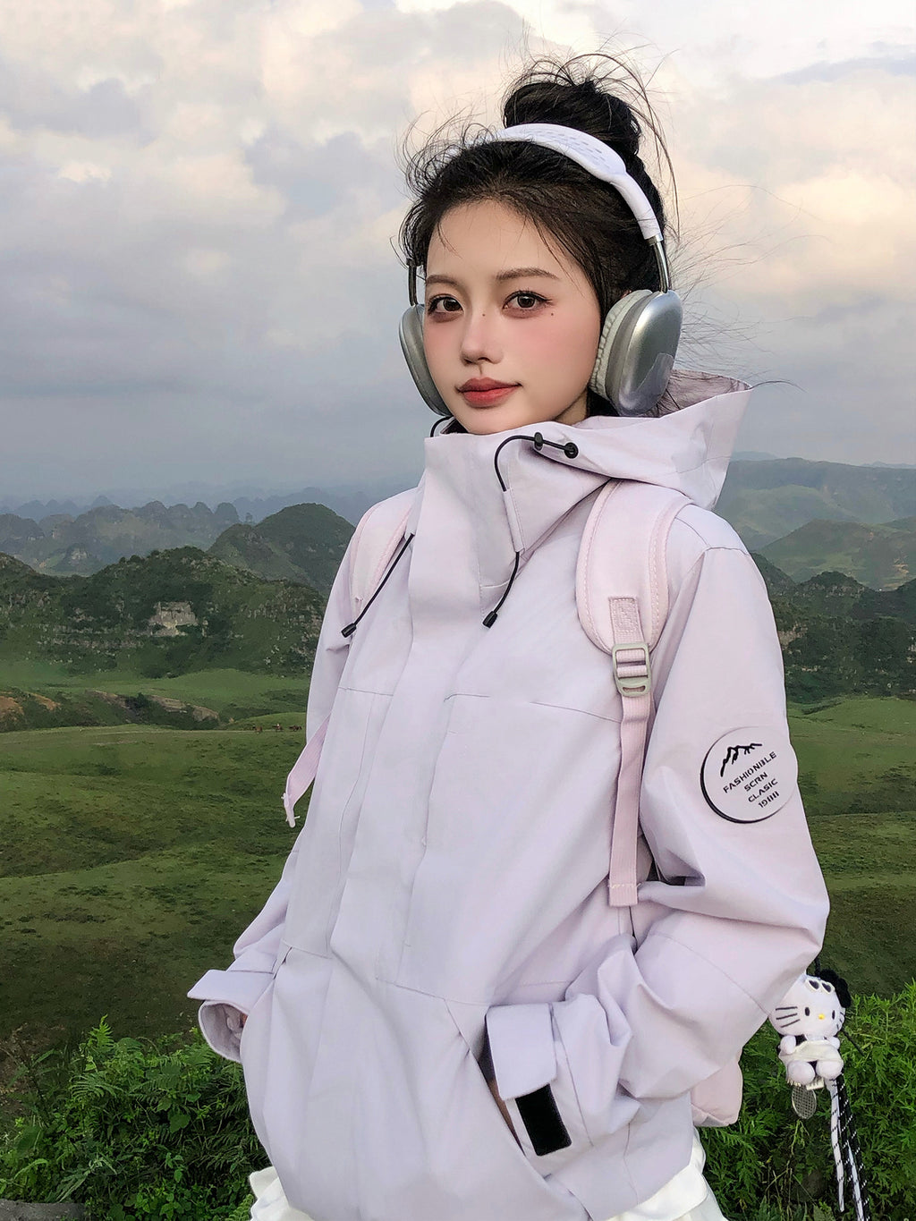 White and Purple Outdoor Jacket for Women 2026 New Model, Petite Size, Three-In-One, Super Stylish for Hiking and Sports