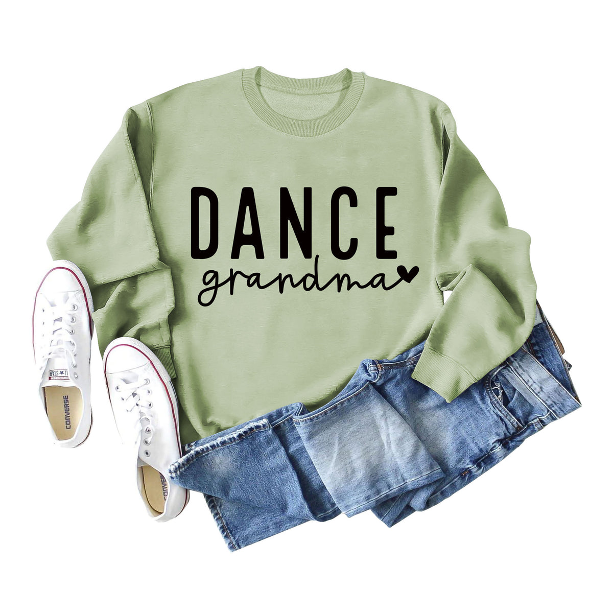 Amazon independent station Dance grandma love letter fashion loose round neck autumn and winter long sleeve sweater women