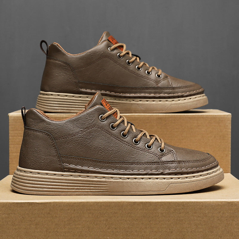 Autumn Men's Shoes Versatile Casual Sneakers Men's Korean Style Trendy Black Leather Shoes Sports Casual Shoes