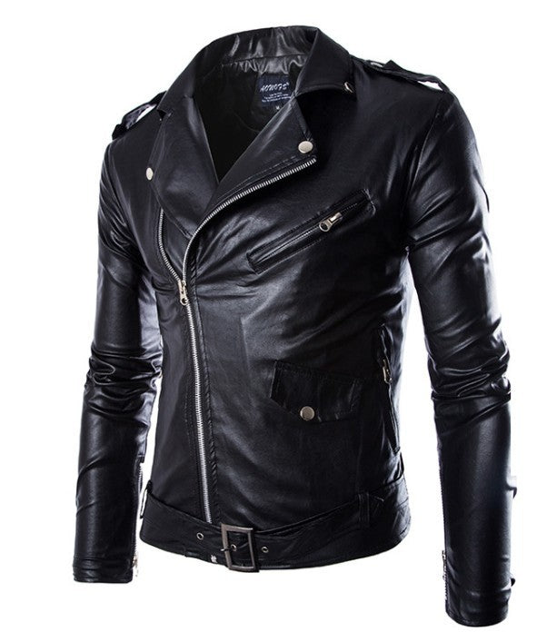 Leather Jacket Men's 2024 New Top Autumn Fashion Spring Korean PU Biker Wear Slim-Fit Winter Leather Jacket