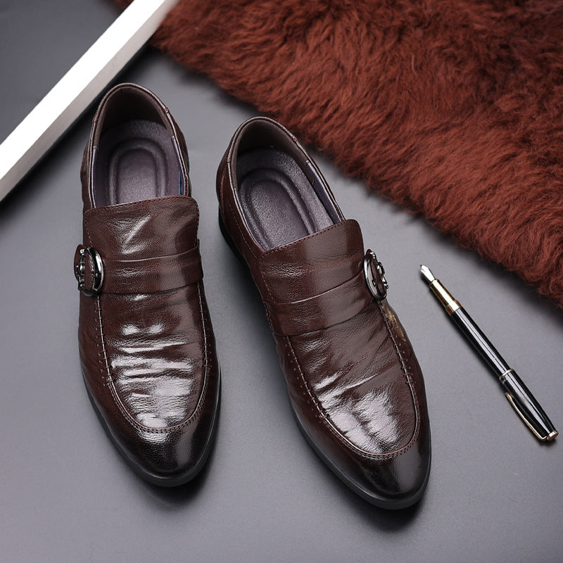 Men's Shoes 2025 Summer New Men's Casual Slip-On Pointed Leather Shoes Easiest for Match Trendy Shoes Business Formal Wedding Shoes