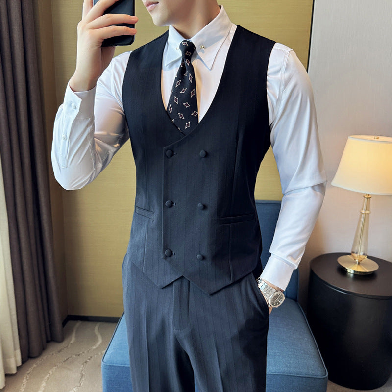 New Spring and Summer High-end Slim-fit Vest Pants suit Men Business Casual Vest Set Best Man Group Dress Suit Men