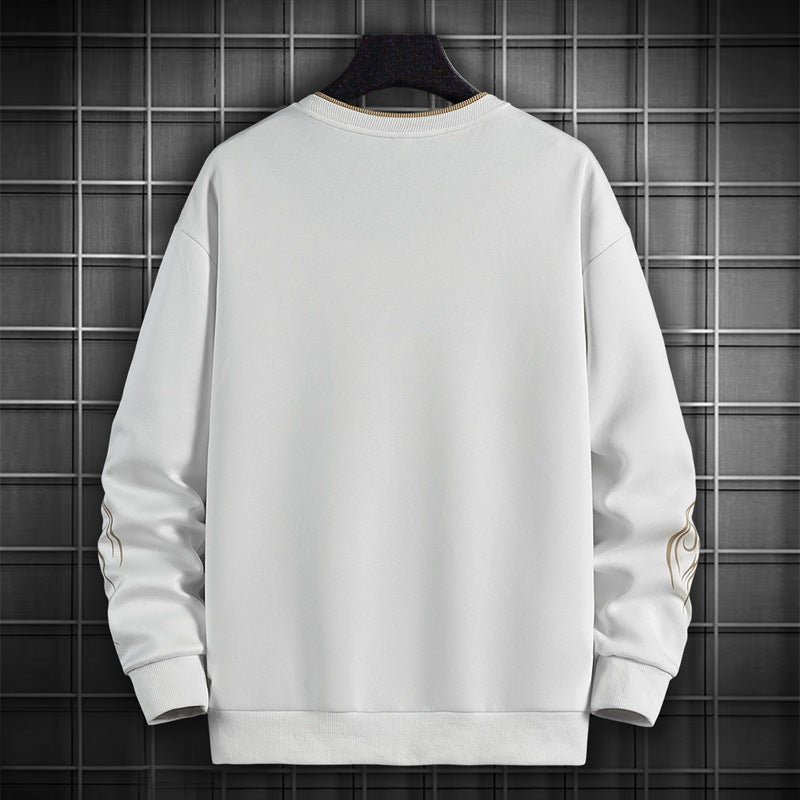 Spring and Autumn New Double Fake Two-piece Cotton Crewneck Sweaters Men's Street Fashion Long Sleeve Sweaters Cross-border Foreign Trade