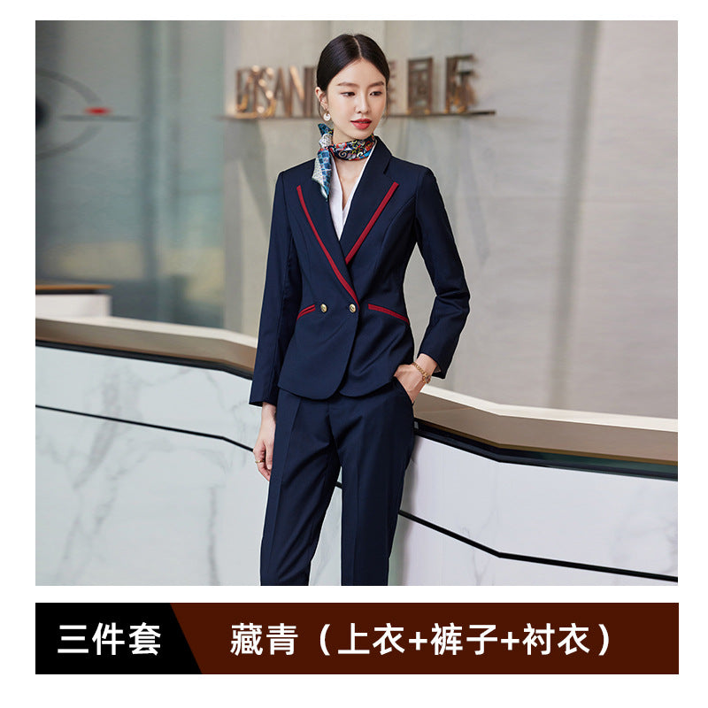 Professional Suit suit Men's and Women's Hotel Work Uniform Suit Property Customer Service Business Commuter Front Office Work Clothes Autumn