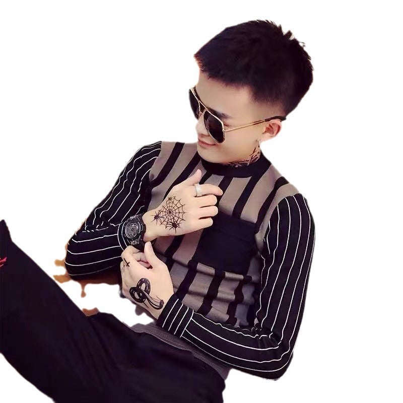 Autumn and Winter Knitted Sweater Men's Sweater Trendy Handsome Social Turtleneck Base Shirt for Male Students