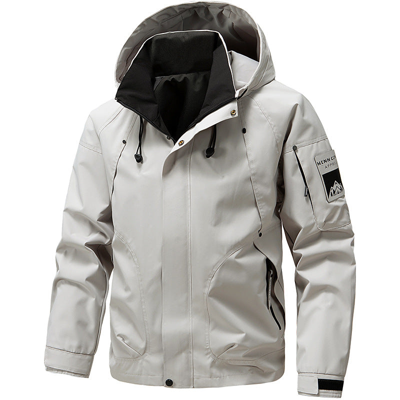 Spring New Men's Jacket Thin Hooded Work Jacket Men's Youth Trendy Versatile Casual Jacket Men