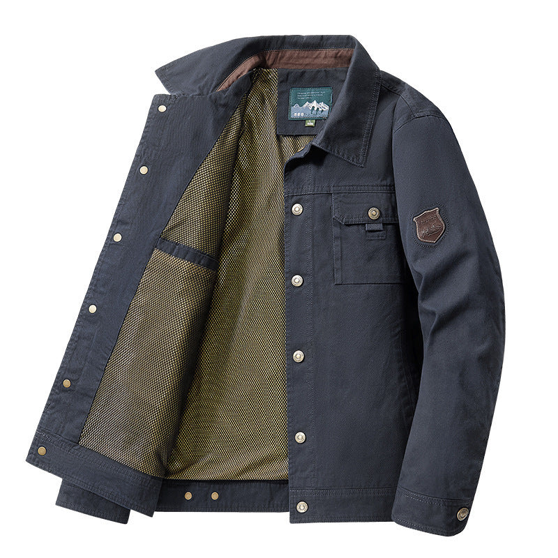 2025 Spring and Autumn Middle-Aged Men's New Jackets Middle-Aged and Elderly Dad's Lapel Solid Color Casual Jackets Men's Jackets