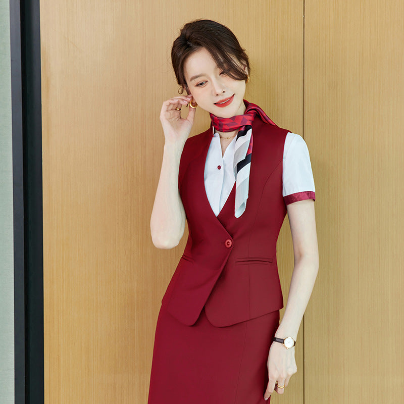Stewardess uniform professional shirt Women's Spring temperament suit high-end hotel front desk reception work clothes beauty salon work clothes