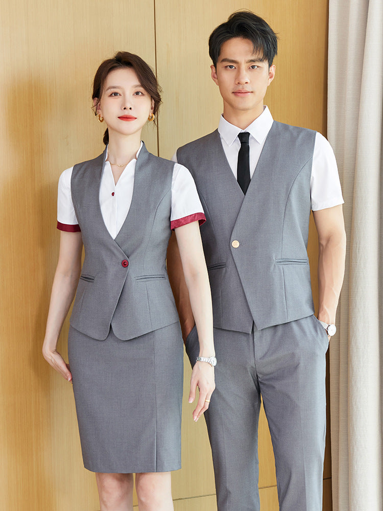 Stewardess uniform professional shirt Women's Spring temperament suit high-end hotel front desk reception work clothes beauty salon work clothes