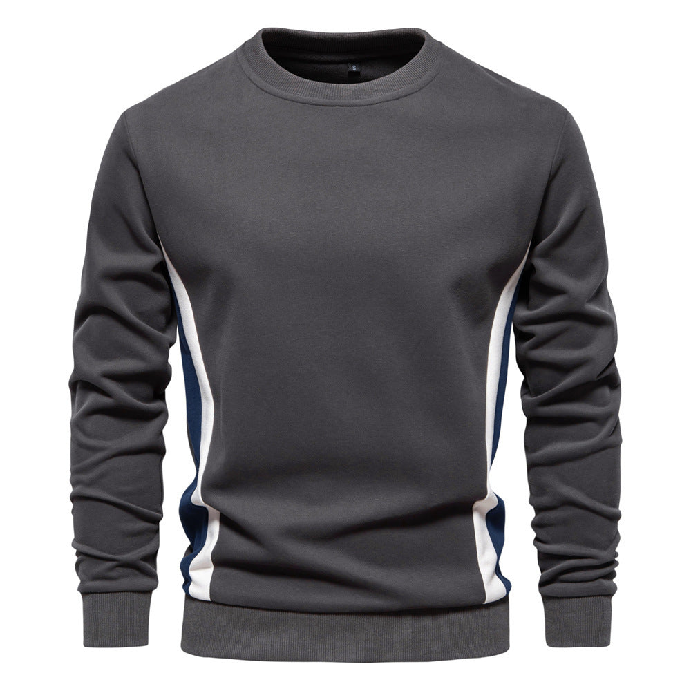 Autumn Sports Men's Long-Sleeved Men's New Splicing Casual Pullover Slim Sweatshirt Round Neck 2024 Cotton