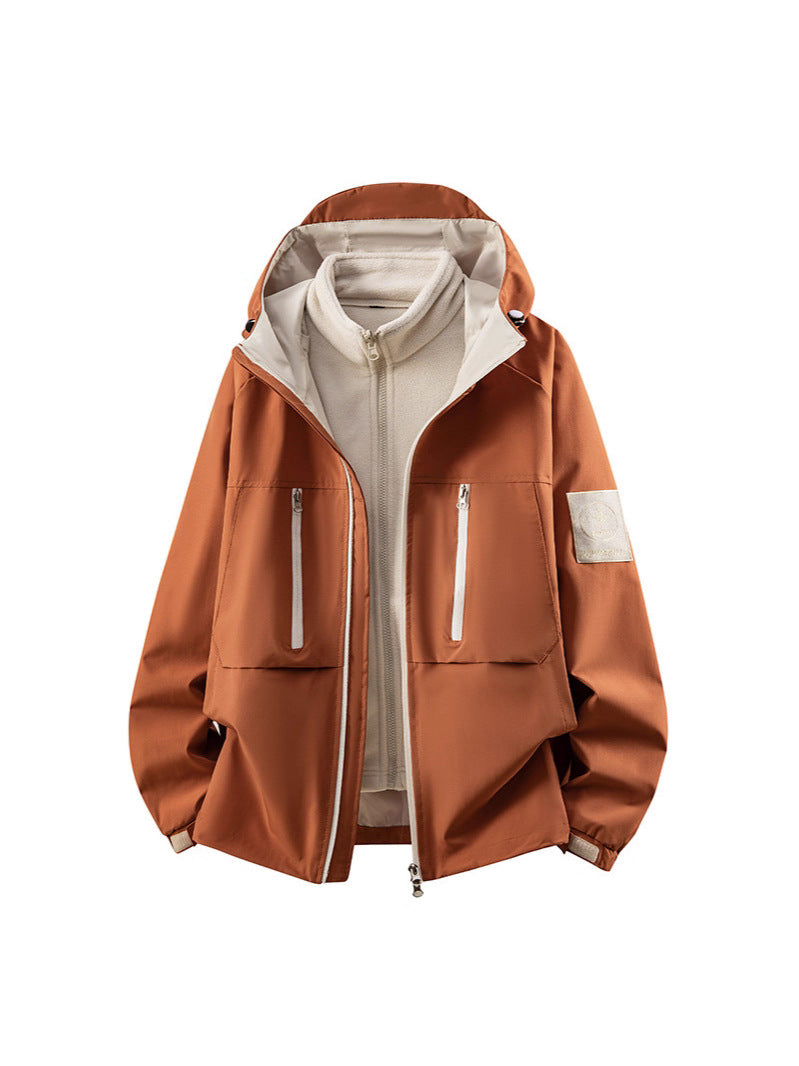Outdoor Jackets for Men and Women, Three-In-One Jackets, Autumn and Winter Windproof and Waterproof Couple Jackets, Velvet Thickeneded Jackets, Two-Piece Set