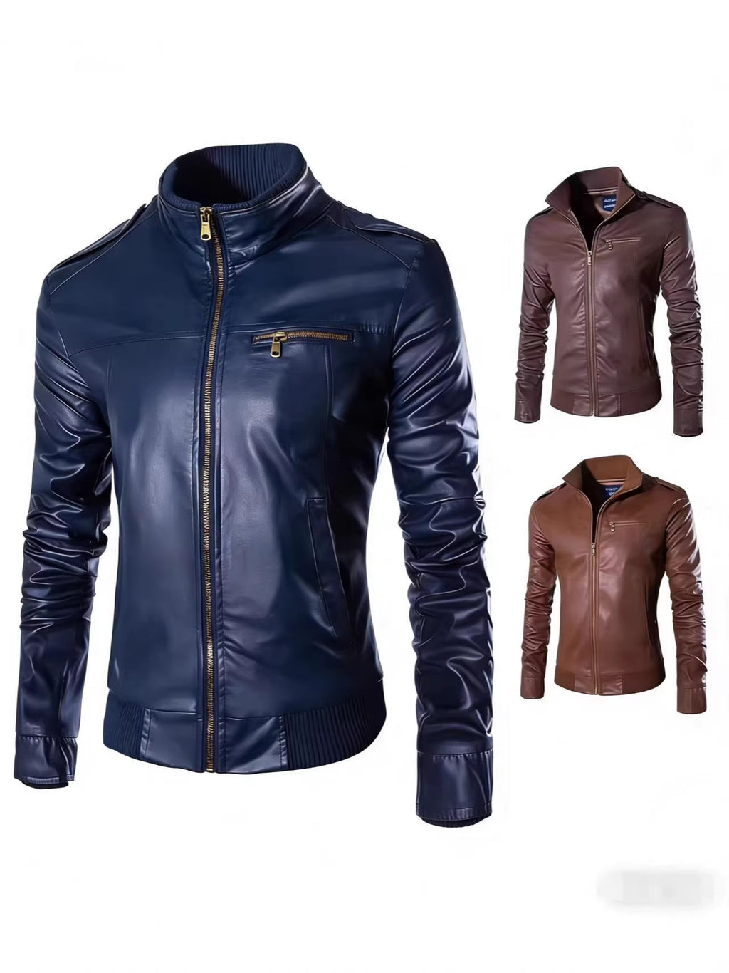 Wholesale Men's Motorcycle Leather Jackets for Foreign Trade, 2023 Spring, Autumn, and Winter New Leather Coats, Korean Style Slim-Fit Men's Leather Jackets