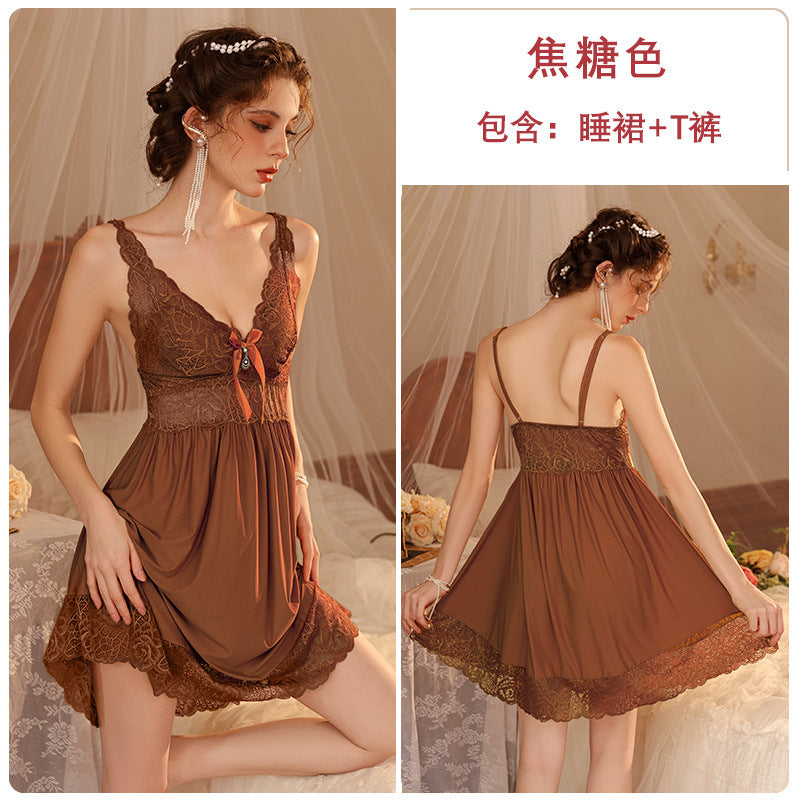 Sexy Pajamas, Temptation, Pure Desire, High-End Push-Up Nightgown, Women's Summer Plus Size Fat mm Sexy Intimates Passion Suit