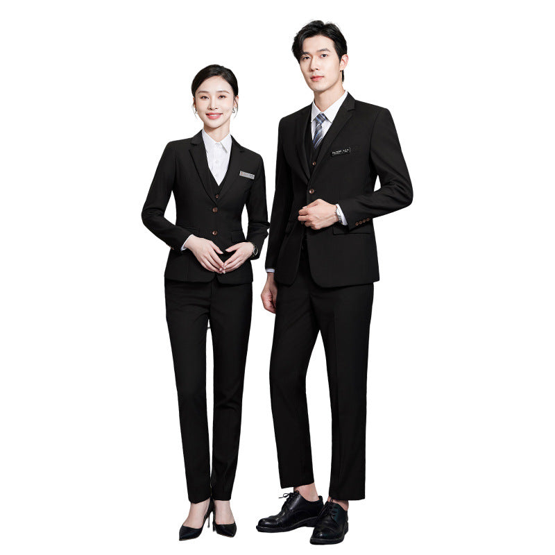 Business Wear Men's and Women's Same-style Suit Autumn and Winter Fashion Slim-fit Business Suit Women's Pants Vest Dress