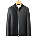 Leather men's 2024 autumn and winter new fleece-lined thickened stand collar pu leather jacket coat protein ecological leather men's