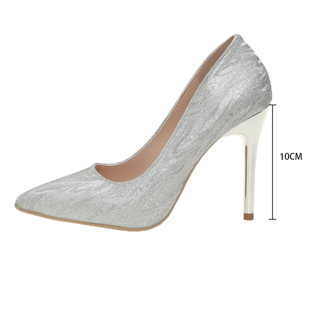 Cross-Mirror Outer Code Large Size High Heels Plus Size European and American Style Pointed Toe Pumps Women's Temperament Stiletto High Heels