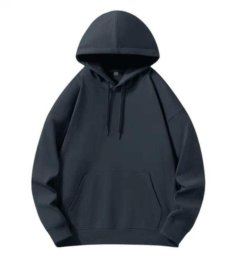 450g heavyweight cotton polar fleece dark blue navy blue hooded sweater men's and women's Indigo warm lovers hoodie autumn and winter